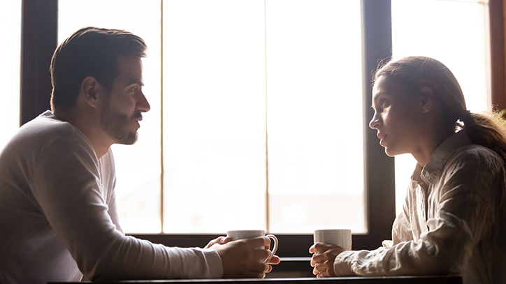 Millennial couple talking in cafe drinking coffee the Listening Gap